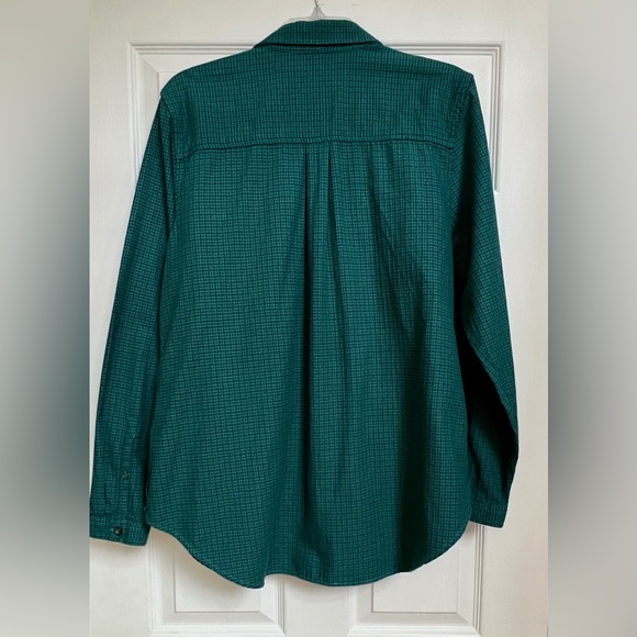 L.L.Bean Vintage Flannel Micro Plaid Teal Blue Large Women’s Shirt Shacket - Picture 9 of 16